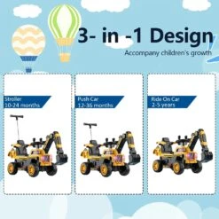 Kids Electric Ride-On Excavator W/ Push Bar Extended Wide Safe Seat With Front Power Arm & Light Music -Children Toys Sale 6V Toddler Excavator Ride On Toy 560e4120 7ac4 4d5b b019 6494fab8f91c