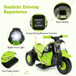 6V Electric Ride-On Bubble Motorcycle For Kids 3-Wheeled Electric Bike With Big Headlight & Music 18 6V Electric Ride-On Bubble Motorcycle For Kids 3-Wheeled Electric Bike With Big Headlight & Music -Children Toys Sale 6V Electric Ride On Bubble Motorcycle Green 2
