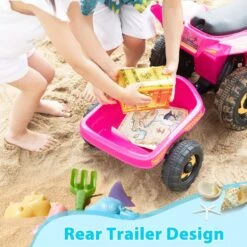 6V Kids Ride-On ATV With Detachable Trailer – Electric Quad For Ages 3-6, Bluetooth, Music, & Safe Design -Children Toys Sale 6V Kids Ride On ATV with Detachable Trailer 2