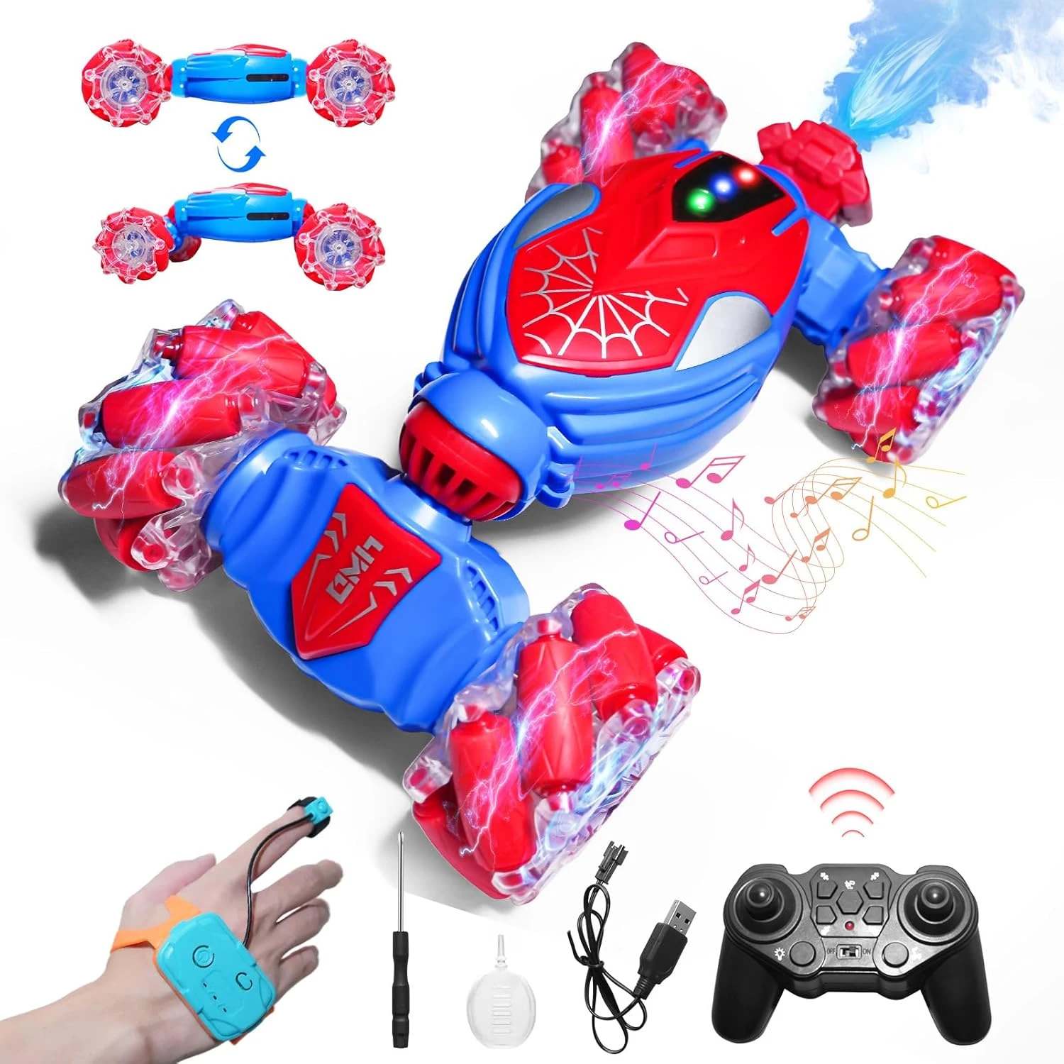 2.4G RC Stunt Car 360° Rotation 4WD Twist Spray Car Dual Control Climbing Car With Light 12 2.4G RC Stunt Car 360° Rotation 4WD Twist Spray Car Dual Control Climbing Car With Light - Image 12