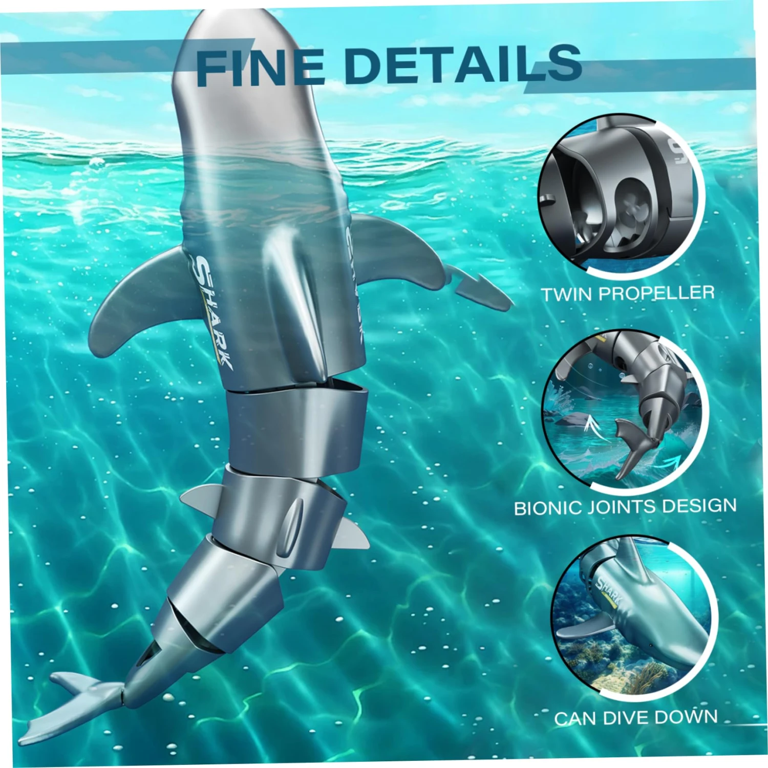Remote Control Shark 360° Rotation Double Propeller RC Boat Waterproof Toys For Kids 2 Remote Control Shark 360° Rotation Double Propeller RC Boat Waterproof Toys For Kids - Image 2