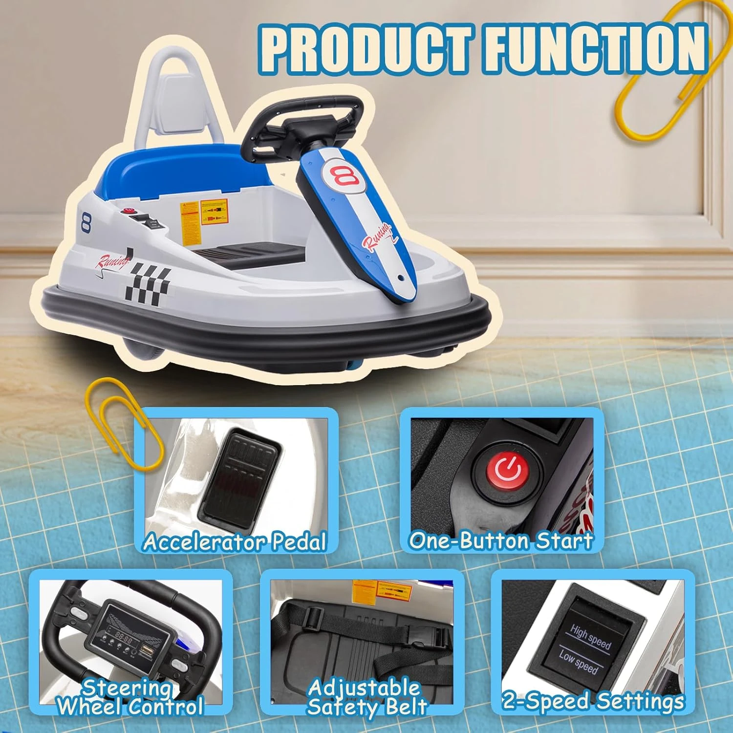 6V Kids Ride On Electric Go Kart With Remote Control LED Lights & Bluetooth Safe Bumper Car 3 6V Kids Ride On Electric Go Kart With Remote Control LED Lights & Bluetooth Safe Bumper Car - Image 3