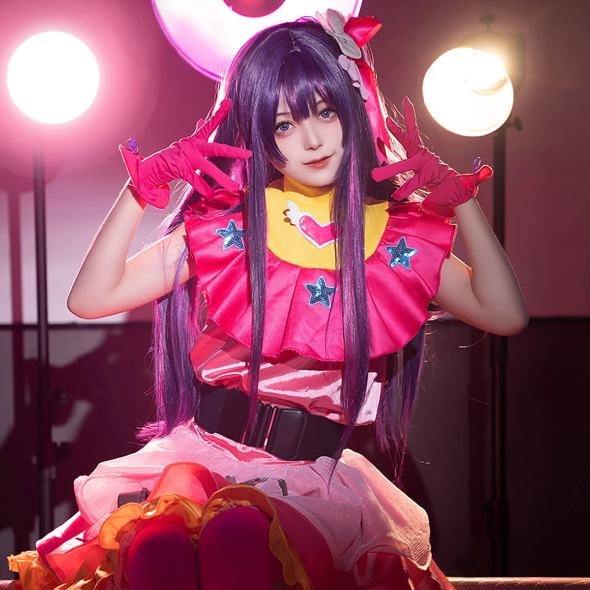 Oshi No Ko Cosplay Costume Ai Hoshino Outfit Pink Uniform Dress Full Set For Teens Adults 1 Oshi No Ko Cosplay Costume Ai Hoshino Outfit Pink Uniform Dress Full Set For Teens Adults