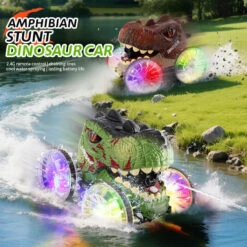 Amphibious RC Car 360° Stunt Dinosaur Car Waterproof 4WD Spray Water Car Colored Wheels -Children Toys Sale Amphibious RC Car Stunt Dinosaur Car 2 2491b622 ff54 4d20 82b8 60d2cf9f52b5