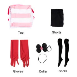 Angel Dust Costume Hazbin Hotel Cosplay Outfit Angel Striped Sweatshirt Shorts Gloves Full Set For Adult -Children Toys Sale Angel Dust Costume 2