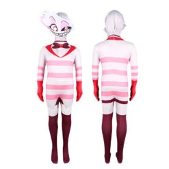 Kids Angel Dust Costume Hazbin Hotel Cosplay Outfit Anthony Jumpsuit And Helmet 2pcs Suit -Children Toys Sale Angel dust cosplay costume 1