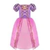 Long Hair Princess Dress Little Girls Pink Purle Outfit Halloween Party Dress Ball Gown