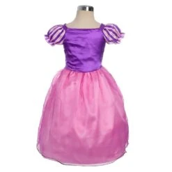 Long Hair Princess Dress Little Girls Pink Purle Outfit Halloween Party Dress Ball Gown -Children Toys Sale Angelgirlprincessdress 3