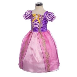 Long Hair Princess Dress Little Girls Pink Purle Outfit Halloween Party Dress Ball Gown -Children Toys Sale Angelgirlprincessdress 4