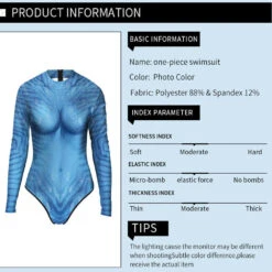 Women Neytiri Sexy Long Sleeve One-piece Swimwear -Children Toys Sale Avatar women swimsuit 1