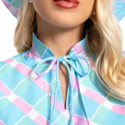 Movie Plaid Blue Dress Margot Robbie Cosplay Costume Party Vacation Halloween Costume -Children Toys Sale Barbie Costume Margot Robbie Blue Coat Dress 4