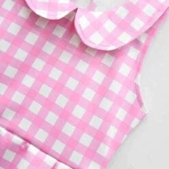 Kids Pink Plaid Dress Sleeveless Party Outfit With Accessories Girls Halloween Cosplay Costume -Children Toys Sale Barbie dress girls 6