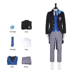 Adult Rorensu Burua Costume Public School Lawrence Bluewer Uniform Suit Cospaly Outfit -Children Toys Sale Black Butler Lawrence Bluewer Black Outfit 7