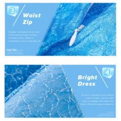 Kids Elsa Princess Dress And Accessories Snow Queen Cosplay Party Princess Dress With Long Cape -Children Toys Sale Blu 8Accessori 05