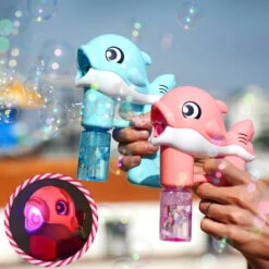 New Flashing Light Up Kids Dolphin Magic Bubble Maker Gun Summer Toys 8 New Flashing Light Up Kids Dolphin Magic Bubble Maker Gun Summer Toys -Children Toys Sale BubbleGunBlower 2
