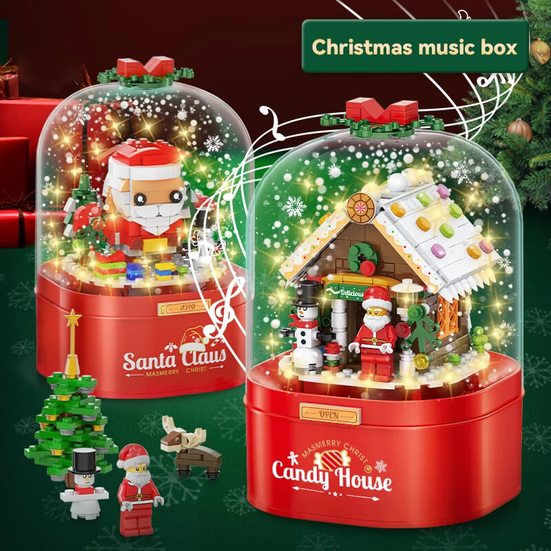 Christmas Building Block Music Box Home Decoration With Automatic Snow LED For Boys Grils Christmas Gift 7 Christmas Building Block Music Box Home Decoration With Automatic Snow LED For Boys Grils Christmas Gift - Image 7