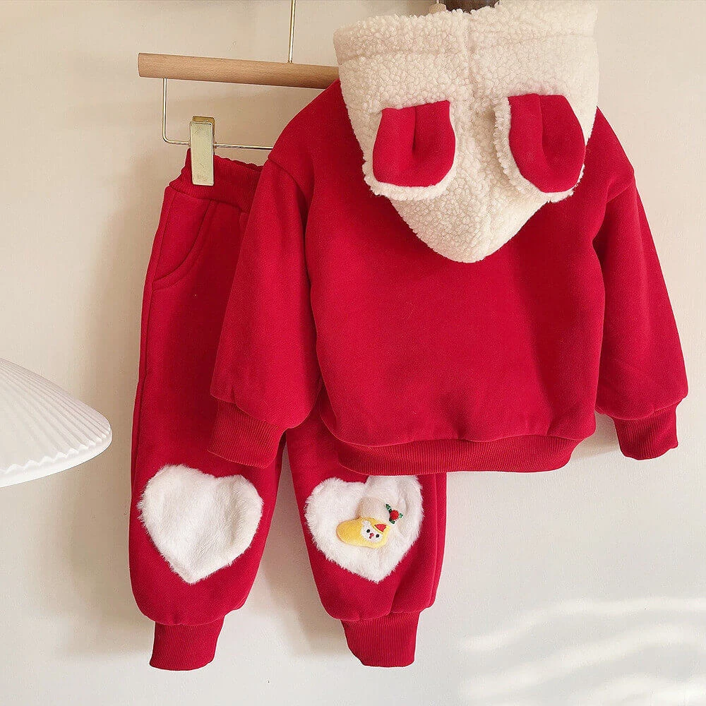 Baby Girls Christmas Hoodie Pants Suit Kids Thick Fleece Cozy Hooded Xmas Sweatshirt 2 Baby Girls Christmas Hoodie Pants Suit Kids Thick Fleece Cozy Hooded Xmas Sweatshirt - Image 2