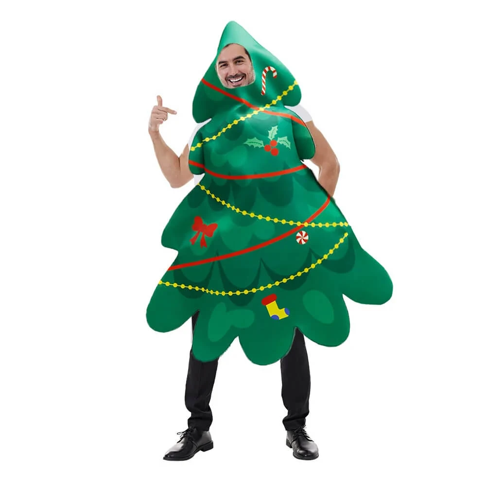 Christmas Tree Costume Funny Xmas Tree Dress For Adult Unisex Hooded Christmas Outfit 1 Christmas Tree Costume Funny Xmas Tree Dress For Adult Unisex Hooded Christmas Outfit