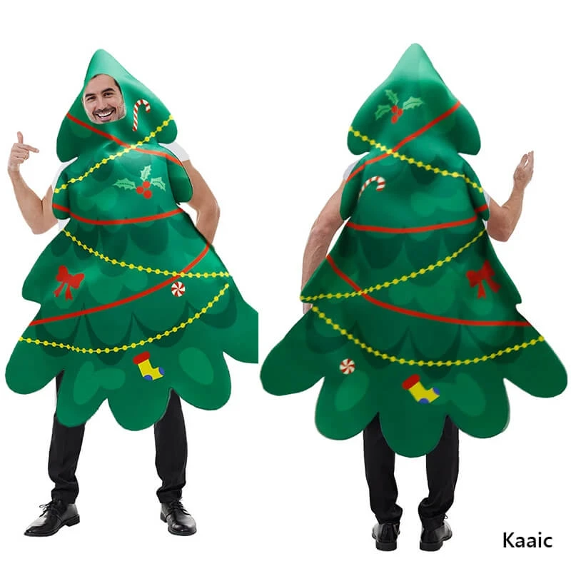 Christmas Tree Costume Funny Xmas Tree Dress For Adult Unisex Hooded Christmas Outfit 2 Christmas Tree Costume Funny Xmas Tree Dress For Adult Unisex Hooded Christmas Outfit - Image 2