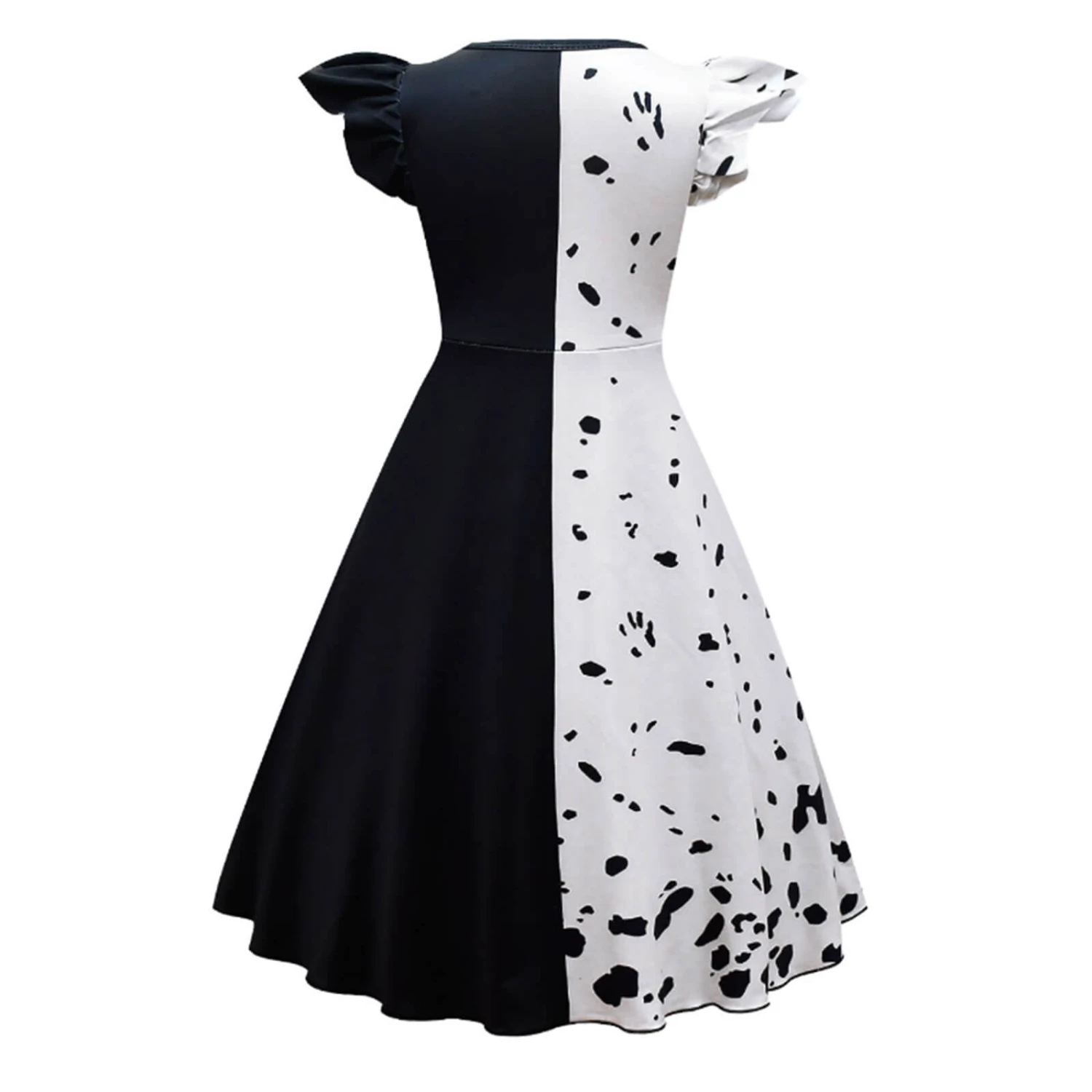 Kids Cruella Costume Fashion Black/White Dress Girls Halloween Costume 2 Kids Cruella Costume Fashion Black/White Dress Girls Halloween Costume - Image 2