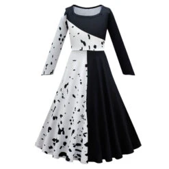 Kids Black/ White Costume Fashion Dress And Accessories Full Set For Girls Halloween Cosplay -Children Toys Sale Cruella De Vil Costume 13