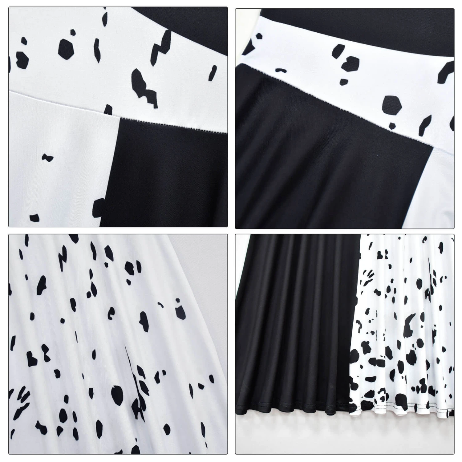 Kids Cruella Costume Fashion Black/White Dress Girls Halloween Costume 7 Kids Cruella Costume Fashion Black/White Dress Girls Halloween Costume - Image 7