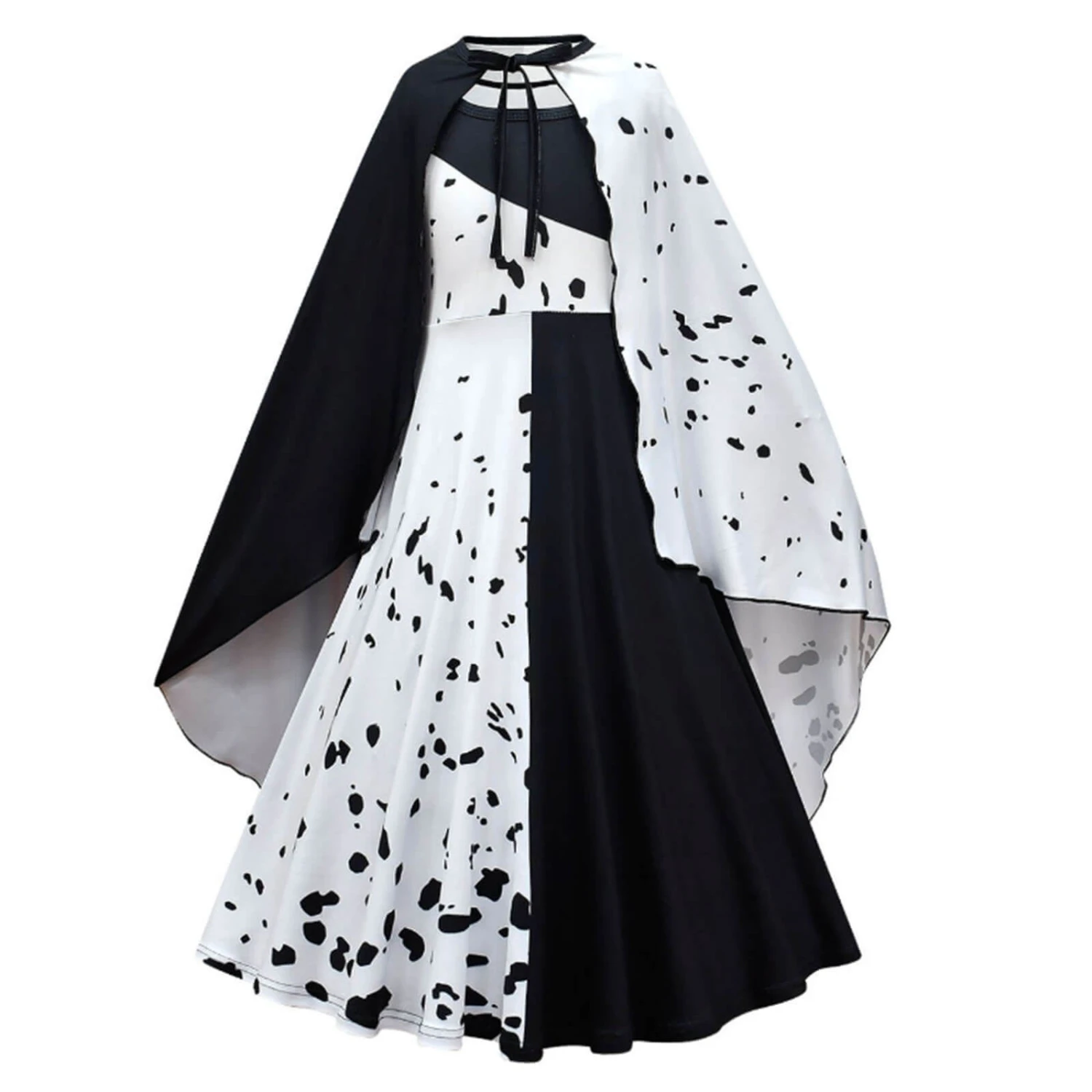 Kids Cruella Costume Fashion Black/White Dress Girls Halloween Costume 4 Kids Cruella Costume Fashion Black/White Dress Girls Halloween Costume - Image 4