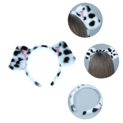 Girls Head Band With Dog Ears Women Fluffy Hair Band Soft Hair Ties -Children Toys Sale Dalmatians Head Band with Dog Ears 1