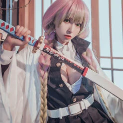 Mitsuri Kanroji Cosplay Outfit Halloween Mitsuri Costume Lady's Cosplay Outfit Full Set -Children Toys Sale Demon Slayer Costume Kanroji MitsuriCosplay 7