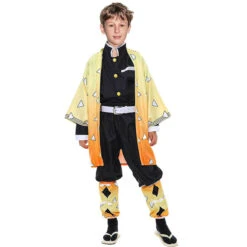 Zenitsu Agatsuma Costume Halloween Zenitsu Cosplay Outfit Full Set -Children Toys Sale Demon Slayer Costume Zenitsu Agatsuma
