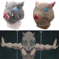 Hashibira Inosuke Mask Pig Plush Helmet Kimetsu Cosplay Essentials -Children Toys Sale DemonSlayerCosplayMasks 3