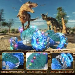 4WD RC Twist Car Dino 360° Stunt Car Dual Control Electric Climbing Car -Children Toys Sale Dino blue 05