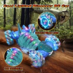 4WD RC Twist Car Dino 360° Stunt Car Dual Control Electric Climbing Car -Children Toys Sale Dino blue 08