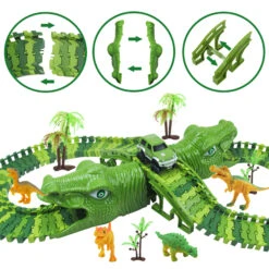 Dinosaur Racing Track Flexible Railway Toys 153pcs Create A Dinosaur World Road Race For Kids -Children Toys Sale Dinosaur Railway track 10