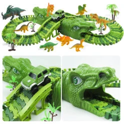 Dinosaur Racing Track Flexible Railway Toys 153pcs Create A Dinosaur World Road Race For Kids -Children Toys Sale Dinosaur Railway track 12
