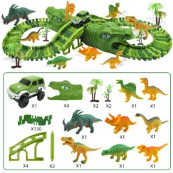 Dinosaur Racing Track Flexible Railway Toys 153pcs Create A Dinosaur World Road Race For Kids -Children Toys Sale Dinosaur Railway track 2