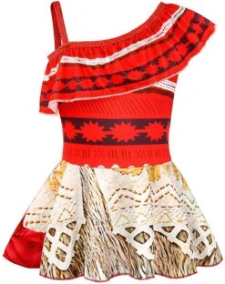 Kids Moana Swimsuits Princess Cosplay Costume Girls Polynesian Dress With Necklace For Halloween Party -Children Toys Sale DisneyMoanaPrincessCosplay 2