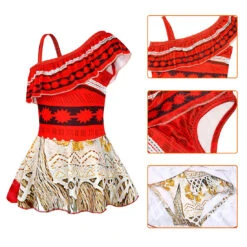 Kids Moana Swimsuits Princess Cosplay Costume Girls Polynesian Dress With Necklace For Halloween Party -Children Toys Sale DisneyMoanaPrincessCosplay 7