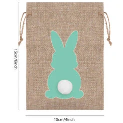 Easter Burlap Bags Bunny Treat Bags Drawstring Linen Goody Bags For Easter Party Favor -Children Toys Sale Easter Burlap Bags 3