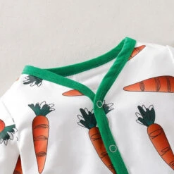 Baby Carrot Printed Romper And Bunny Rabbit Ears Hat 2pcs Suit -Children Toys Sale Easter baby girl romper and hat 2pcs set 1