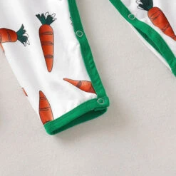 Baby Carrot Printed Romper And Bunny Rabbit Ears Hat 2pcs Suit -Children Toys Sale Easter baby girl romper and hat 2pcs set 4