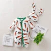 Baby Carrot Printed Romper And Bunny Rabbit Ears Hat 2pcs Suit