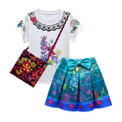 Mirabel Cosplay Costume T-shirt And Skirt With Bag For Girls Age 3 And UP