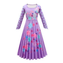 Flower Princess Isabela Long Sleeve Dress Girls Isabela Mardrigal Magic Cosplay Dress With Bag And Cloak