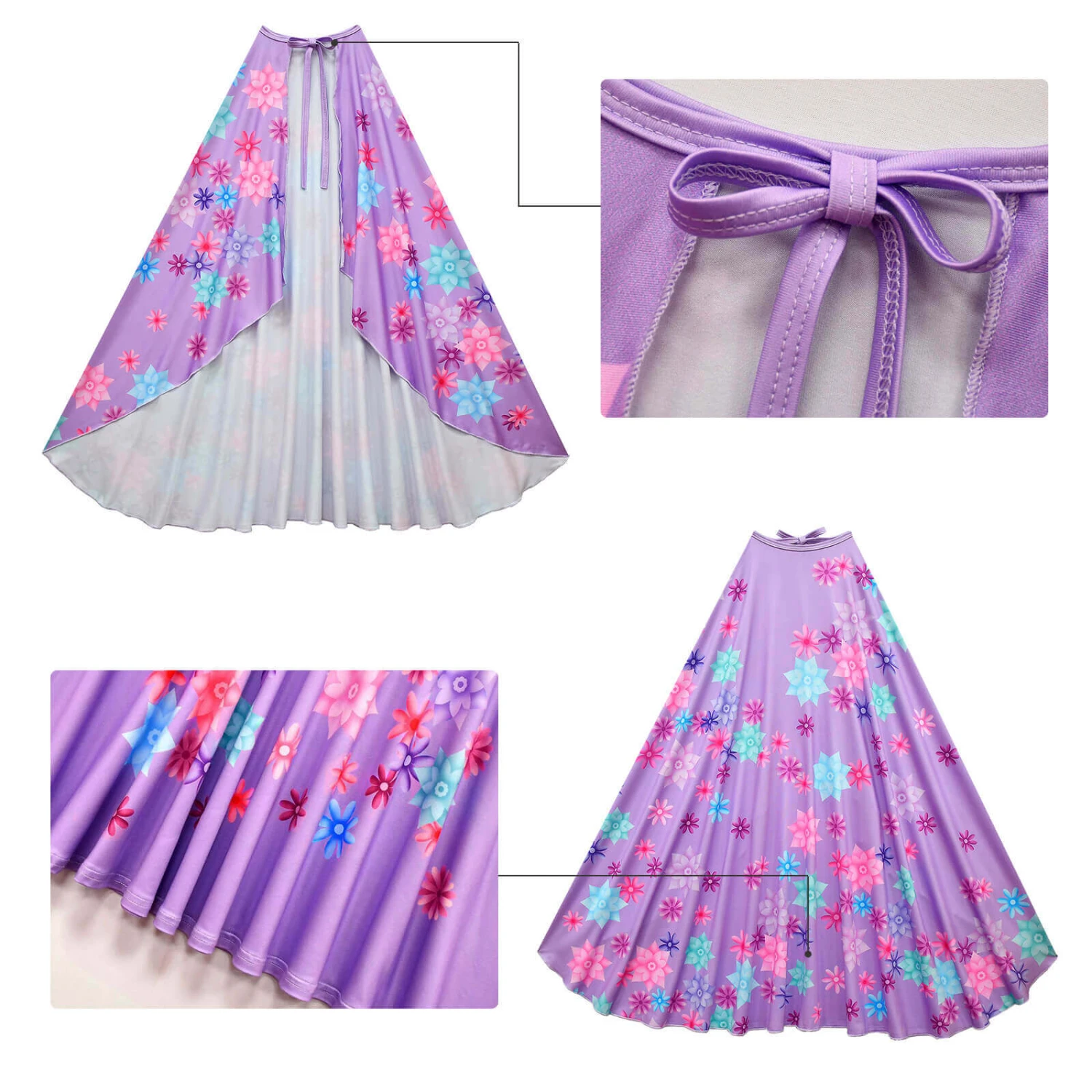 Flower Princess Isabela Long Sleeve Dress Girls Isabela Mardrigal Magic Cosplay Dress With Bag And Cloak 10 Flower Princess Isabela Long Sleeve Dress Girls Isabela Mardrigal Magic Cosplay Dress With Bag And Cloak - Image 10