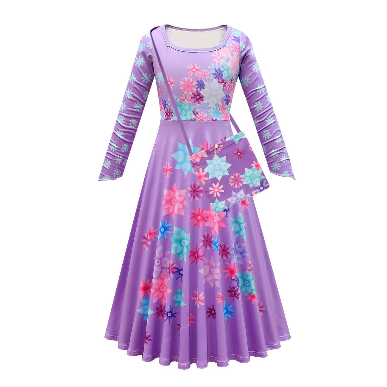Flower Princess Isabela Long Sleeve Dress Girls Isabela Mardrigal Magic Cosplay Dress With Bag And Cloak 3 Flower Princess Isabela Long Sleeve Dress Girls Isabela Mardrigal Magic Cosplay Dress With Bag And Cloak - Image 3