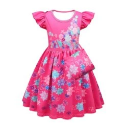 Girls Isabela Party Dresses Flower Princess Ruffles Sleeves Dress Isabela Madrigal Daily Cosplay Costume -Children Toys Sale Encanto Isabela Dress with bag 5