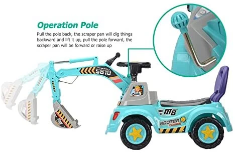 Kids 3-in-1 Ride-on Excavator Truck With Music For Boys Girls Indoor Outdoor Scooter, Pulling Cart & Excavator 5 Kids 3-in-1 Ride-on Excavator Truck With Music For Boys Girls Indoor Outdoor Scooter, Pulling Cart & Excavator - Image 5