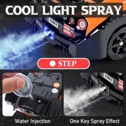 1/16 RC Drift Car 18KM/H Fast Remote Control Cars Spray Car With Led Light Sound For Kids -Children Toys Sale F green 04