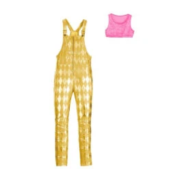 Female Harley Costume Harley Joker Gold Overalls With Vest For Women Halloween Cosplay -Children Toys Sale Femal harley joker costume 3